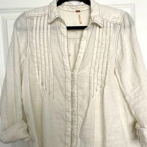 FREE PEOPLE thick Linen Shirt. Cream Sz S